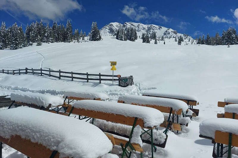 Winter auf Birgitzer Alm mit Ausblick